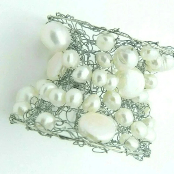 Wide Wire Mesh Cultured Keishi and Freshwater - Picture 1 of 4